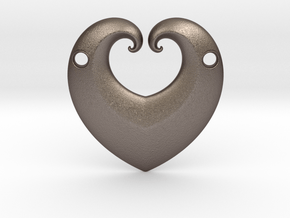 Hearty Pendant in Polished Bronzed-Silver Steel