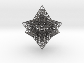 Sierpinski Merkaba Prism in Processed Stainless Steel 316L (BJT)