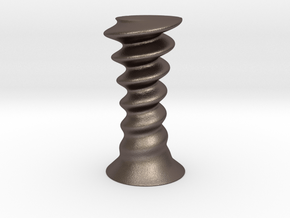 Helix vase in Polished Bronzed-Silver Steel