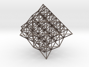 64 Tetrahedron Grid 5 inches in Polished Bronzed-Silver Steel