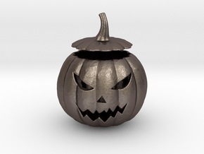 Halloween Pumpkin aka Jack-O-Lantern in Polished Bronzed-Silver Steel