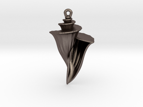 Shell Pendant in Polished Bronzed-Silver Steel