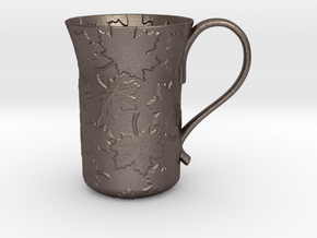 Leaves Mug in Polished Bronzed-Silver Steel