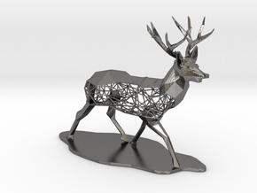 Low Poly Semiwire Deer in Processed Stainless Steel 17-4PH (BJT)