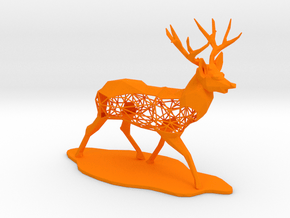 Low Poly Semiwire Deer in Orange Smooth Versatile Plastic