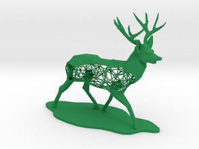 Low Poly Semiwire Deer in Green Smooth Versatile Plastic