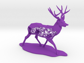 Low Poly Semiwire Deer in Purple Smooth Versatile Plastic