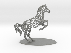 Voronoi Rearing Horse in Gray PA12 Glass Beads