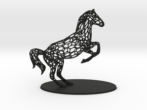 Voronoi Rearing Horse in Black Smooth PA12
