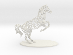Voronoi Rearing Horse in White Natural TPE (SLS)