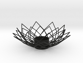 Wire Lotus Tealight Holder in Black Smooth PA12