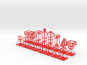 Minimal Wire Chess Set in Red Smooth Versatile Plastic