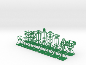 Minimal Wire Chess Set in Green Smooth Versatile Plastic