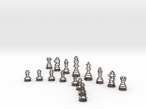 Rings Chess Set in Polished Bronzed-Silver Steel
