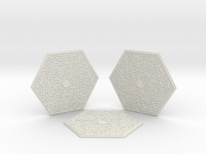 3 Hexagonal Maze Coasters in PA11 (SLS)