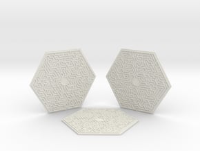3 Hexagonal Maze Coasters in White Natural TPE (SLS)