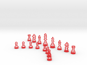 Rings Chess Set in Red Smooth Versatile Plastic
