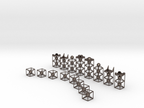 Minimal 751 Chess Set in Polished Bronzed-Silver Steel