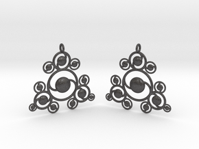Earrings in Dark Gray PA12 Glass Beads