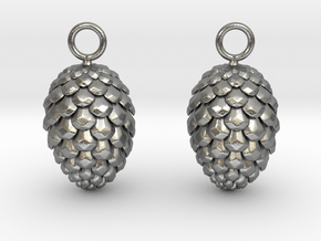 Pinecone Earrings in Natural Silver
