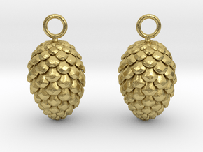 Pinecone Earrings in Natural Brass