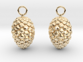 Pinecone Earrings in 14k Gold Plated Brass