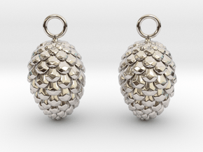 Pinecone Earrings in Rhodium Plated Brass