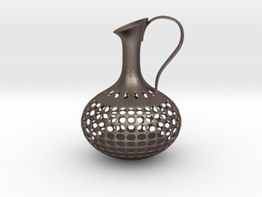 Vase 1900D in Polished Bronzed-Silver Steel