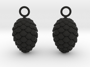 Pinecone Earrings in Black Smooth PA12