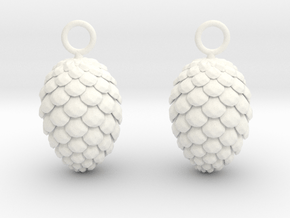 Pinecone Earrings in White Smooth Versatile Plastic