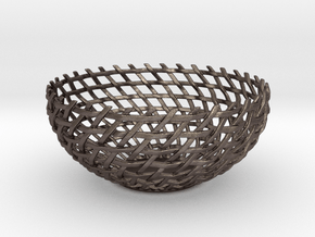 Basket Bowl in Polished Bronzed-Silver Steel