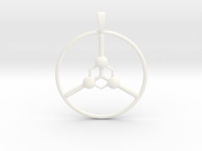 Peace Pendant in White Smooth Versatile Plastic