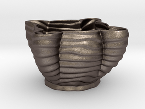 Groovy Planter in Polished Bronzed-Silver Steel