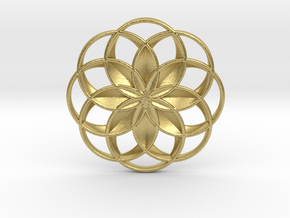 Lotus Flower Pendant in Natural Brass