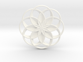 Lotus Flower Pendant in White Smooth Versatile Plastic