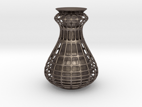 Cagy Vase in Polished Bronzed-Silver Steel