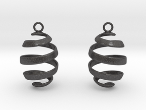 Ribbon Earrings in Dark Gray PA12 Glass Beads