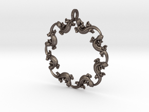 Salamander Pendant Redux in Polished Bronzed-Silver Steel