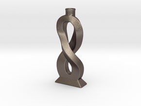 Mobius Vase in Polished Bronzed-Silver Steel