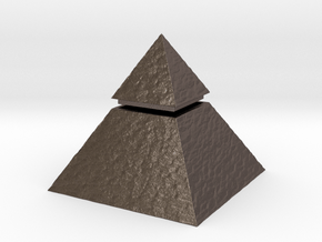 Pyramid Box in Polished Bronzed-Silver Steel
