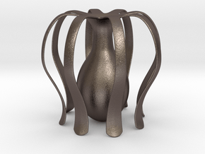 Vase 1130 in Polished Bronzed-Silver Steel