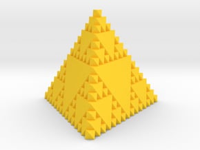 Inverse Sierpinski Tetrahedron Level 3 in Yellow Smooth Versatile Plastic