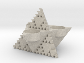 Inverse tetrahedron tlight holder in Natural Sandstone