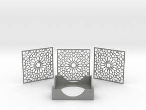 Arabesque Coasters and Holder in Gray PA12 Glass Beads