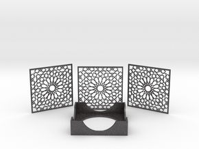 Arabesque Coasters and Holder in Dark Gray PA12 Glass Beads