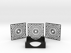 Arabesque Coasters and Holder in Black Natural TPE (SLS)