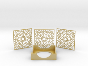 Arabesque Coasters and Holder in Tan Fine Detail Plastic