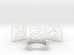 Arabesque Coasters and Holder in Clear Ultra Fine Detail Plastic