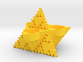 Inverse tetrahedron tlight holder in Yellow Smooth Versatile Plastic