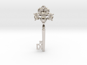 baroque key in Rhodium Plated Brass